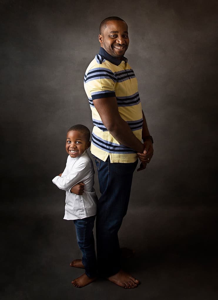 dad and son standing up studio photography ipswich