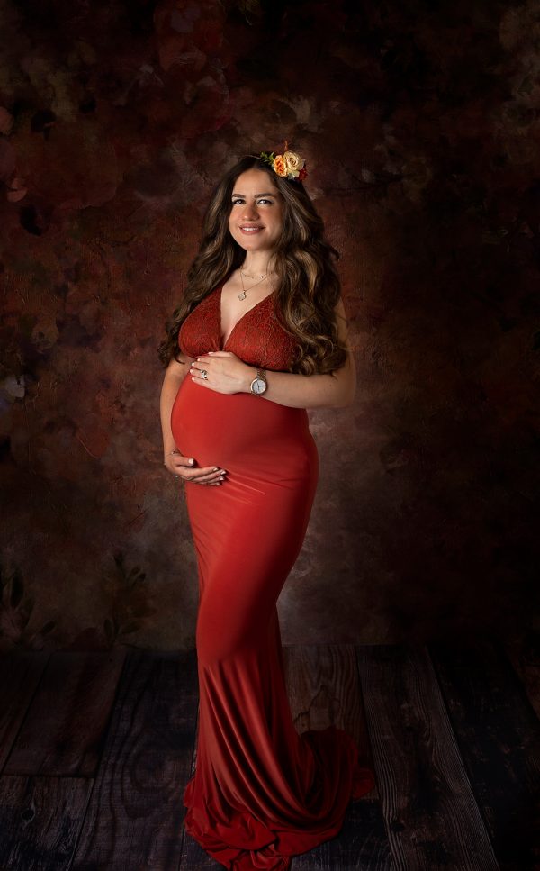 newborn and family photographer ipswich maternity copper orange dress