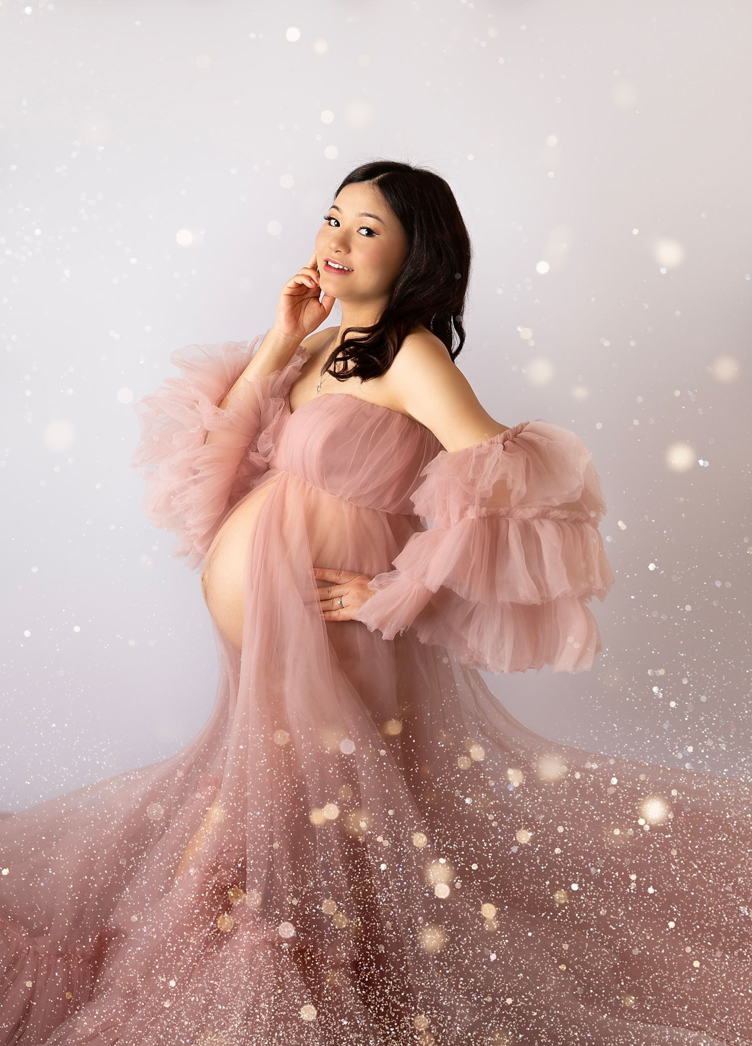 newborn and family photographer ipswich pregnant mum in pink dress sparkles newborn and family photographer ipswich pregnant mum in pink dress sparkles